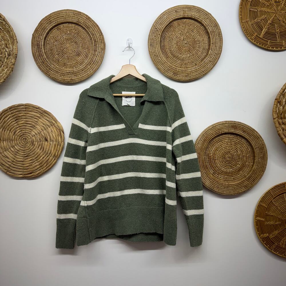 Aerie Striped Collared Knit Sweater XXS